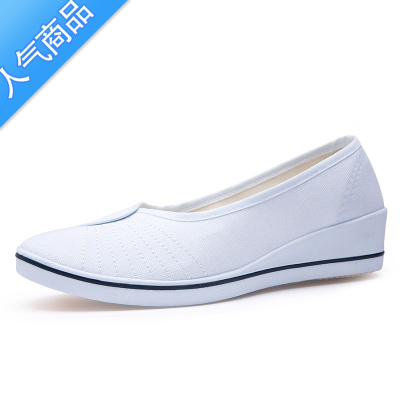 SUNTEK平底护士鞋透气老北京布鞋小白鞋夏季舒适防滑工作鞋女士美容师鞋