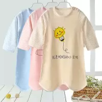 婴儿睡袍夏季薄款男女宝宝睡裙长袖儿童连体睡衣小孩纯棉浴袍分腿