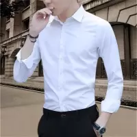 白衬衫男士衬衫长袖衬衫男学生韩版寸衫男春季男装