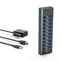 科洛昂 USB3.0工业HUB 11口带独立开关配电源 USB 3.0数据传输 2.4A充电端口 T881