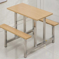 学校员工食堂餐桌椅LD-919四人位连体餐桌椅