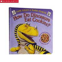 学乐 HOW DO DINOSAURS EAT COOKIES?恐龙怎样吃饼干原版进口纸板书0-3岁幼儿童启蒙益智早教绘