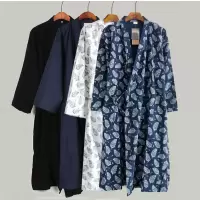 男士睡袍夏季薄款纯棉系带日式和服浴衣浴袍男士春秋薄款全棉睡袍