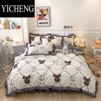YICHENG韩式床裙式四件套1.8m床垫套床罩防滑学生宿舍床单三件套
