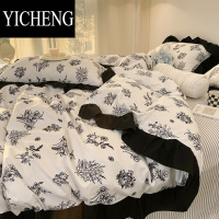 YICHENG赫本风床单四件套冬季法式复古被套三件套床上用品被罩四季通用4