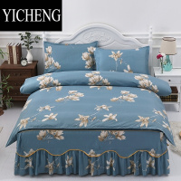 YICHENG床裙四件套韩版防滑式床品床单被套简约现代床罩床上用品