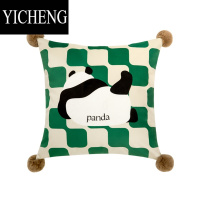 YICHENG[Panda]复古氛围感熊猫沙发抱枕靠枕靠垫办公室短毛绒客厅