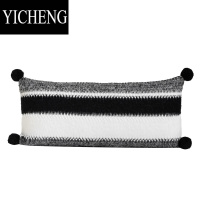 YICHENG现代简约黑白条纹长条形抱枕沙发腰枕客厅卧室夹腿睡觉办公室腰靠