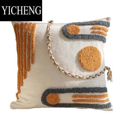 YICHENG波西米亚印度风簇绒抱枕ins风简约北欧样板间靠垫靠枕套飘窗装饰
