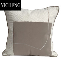 YICHENG咖色系现代简约轻奢高级感沙发抱枕立体褶皱棉麻肌理奶咖色靠垫套