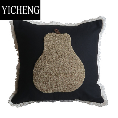YICHENG[]有可能果园 梨子苹果绒绣流苏抱枕靠垫新式中古沙发