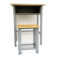 学生用单人四腿固定高度钢木课桌凳(需定制款)