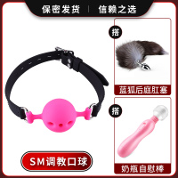 吉祥小炮SM调情趣用品玩具口球口塞乳夹口水球用具合歡房趣男女工具夫妻sp 粉色(镂空)+后庭肛塞+自慰棒