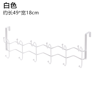 免打孔门后挂钩铁艺双排壁挂衣架浴室免钉门上背式衣服挂架衣帽钩|白色