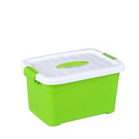 衣服玩具透明车载收纳箱整理箱塑料收纳盒有盖零食小号手提储物箱|纯绿色 滑轮款加大号:长47宽34高27厘米