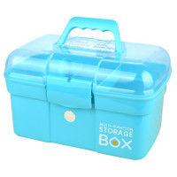 家庭用多层大号药箱医药箱塑料药品收纳箱文具美甲化妆品收纳盒|蓝色 三层大号