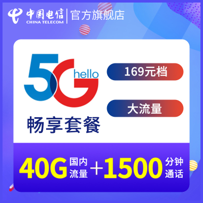中国电信湖南电信全国流量畅享169元档（5G）电话卡手机卡流量卡
