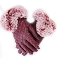 誉丰YL-5062女款PU皮革防寒防风保暖带毛劳保工作手套可触屏手套