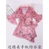 长袖大码泳衣女胖三件套遮肚显瘦性感比基尼平角裤裙温泉泳装分