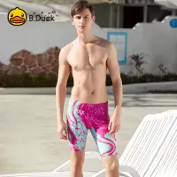 .小黄鸭泳裤男防尴尬平角五分裤游泳装备大码性感男士游泳裤