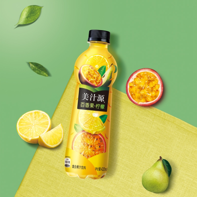 美汁源柠檬百香果复合果汁饮料420ml(可口可乐出品)