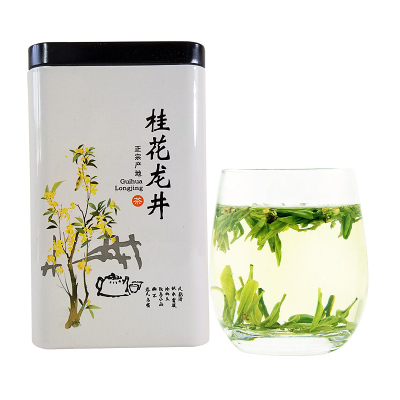 新茶绿茶 杭州干桂花茶 龙井茶 明前龙井茶125g 罐装