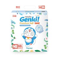 妮飘Nepia 哆啦A梦Genki进口婴儿纸尿裤NB码88片 超薄透气新生宝宝尿不湿 5kg以下