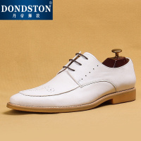 丹帝狮敦品牌(DONDSTON)品牌英伦白色皮鞋男款结婚真皮商务正装头层牛皮布洛克鞋
