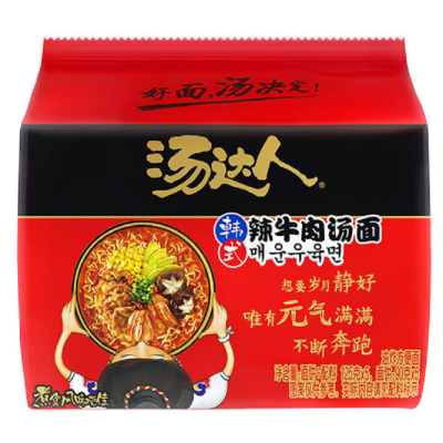 统一汤达人五连包方便面韩式牛肉味125g*5包*6组