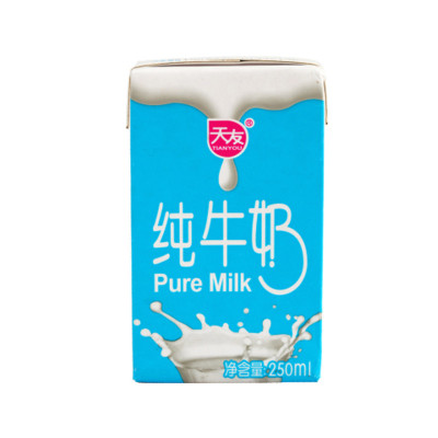 天友康美包纯牛奶250ml*24盒