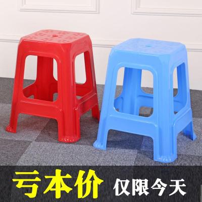涵杨塑料凳子家用加厚成人方凳高凳餐桌凳椅子塑胶凳子(10个装)