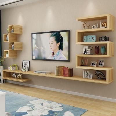 纯实木生态板墙上置物架壁挂电视柜影视墙隔板机顶盒架背景墙装饰