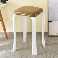 实木拼接圆凳子家用餐椅北欧软包布艺简约小凳子现代高凳木头板凳