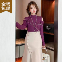 Chunmi韩国新款时尚长款项链珍珠夸张超长款时尚个性网红潮粗链毛衣链女