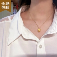 Chunmi蝴蝶结铃铛项链女2022年新款女金色不掉色高级设计感锁骨链