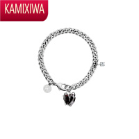 KAMIXIWA2022年新款欧美高级感红宝石女士白金情侣闺蜜女生日礼物金属手链