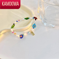 KAMIXIWA彩色琉璃淡水珍珠手链女ins小众设计高级感弹力可调节串珠手饰品