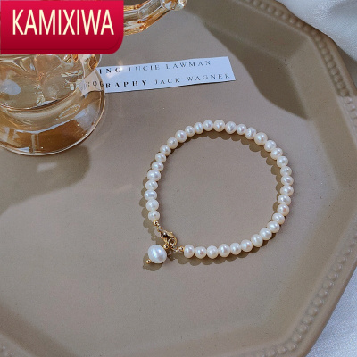 KAMIXIWA法式复古宫廷风少女淡水珍珠镀14K金保色简约手链周年礼物