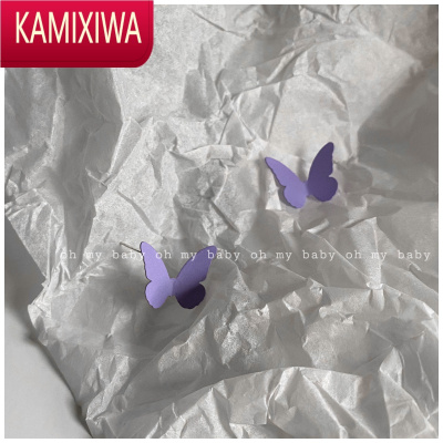 KAMIXIWA没有耳洞也能戴蝴蝶紫色立体耳钉耳夹无耳洞气质仙百搭银针