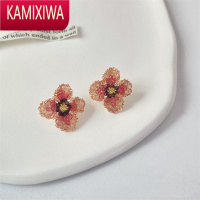 KAMIXIWA韩国小众设计感樱花花朵耳环2022年新款女潮高级网红气质耳钉耳饰