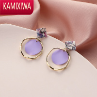 KAMIXIWA紫色系耳环2020新款潮复古温柔气质香芋紫长款耳坠无耳洞耳夹女