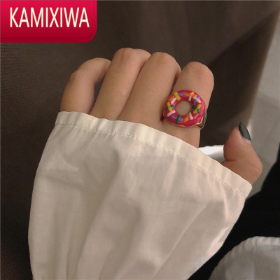 KAMIXIWA韩国ins甜甜圈戒指~网红开口小众设计感时尚复古食指戒蹦迪指环潮