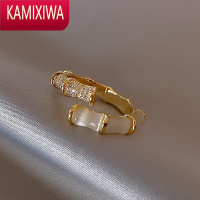 KAMIXIWA步步高竹节戒指女时尚个性高级感猫眼石开口戒轻奢网红食指指环