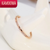 KAMIXIWA日式轻奢戒指网红少女简约钻石钛钢玫瑰金食指尾戒小指环小众设计