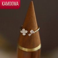 KAMIXIWA温柔气质花朵戒指女精致珍珠锆石网红开口可调食指合金镀金戒指环