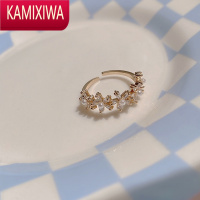 KAMIXIWA精致高级感锆石开口戒小众设计网红花朵戒指轻奢食指指环女食指戒
