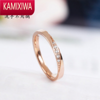 KAMIXIWA日系轻奢钻石戒指女小众设计ins潮时尚个性钛钢玫瑰彩金食指环