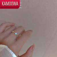 KAMIXIWASIYUE]私藏浪漫~法式复古菱形贝壳几何拼接戒指小众设计轻奢