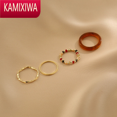 KAMIXIWA组合戒指套装女轻奢小众精致尾戒2021年夏季新款时尚食指戒