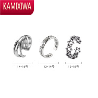 KAMIXIWA复古简约做旧套装戒指女嘻哈ins男潮时尚个性小众设计开口食指环